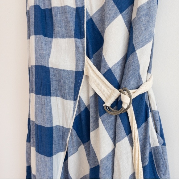 Maeve Anthropologie Cotton and Linen Asymmetrical Belted Gingham Midi Dress - Picture 8 of 15